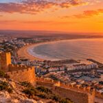 Agadir bay seen from Agadir Oufella at sunset