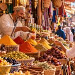 Spice and olive stall at Souk El Had in Agadir