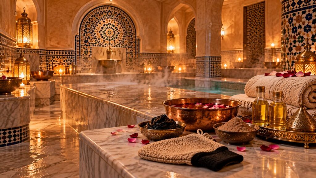 Traditional Moroccan hammam with black soap and argan oil
